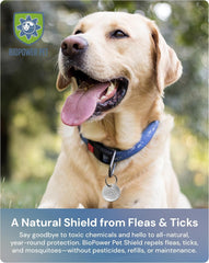 BioPower Pet Shield pendant pour chat, alternative sans produits chimiques contre les parasites.