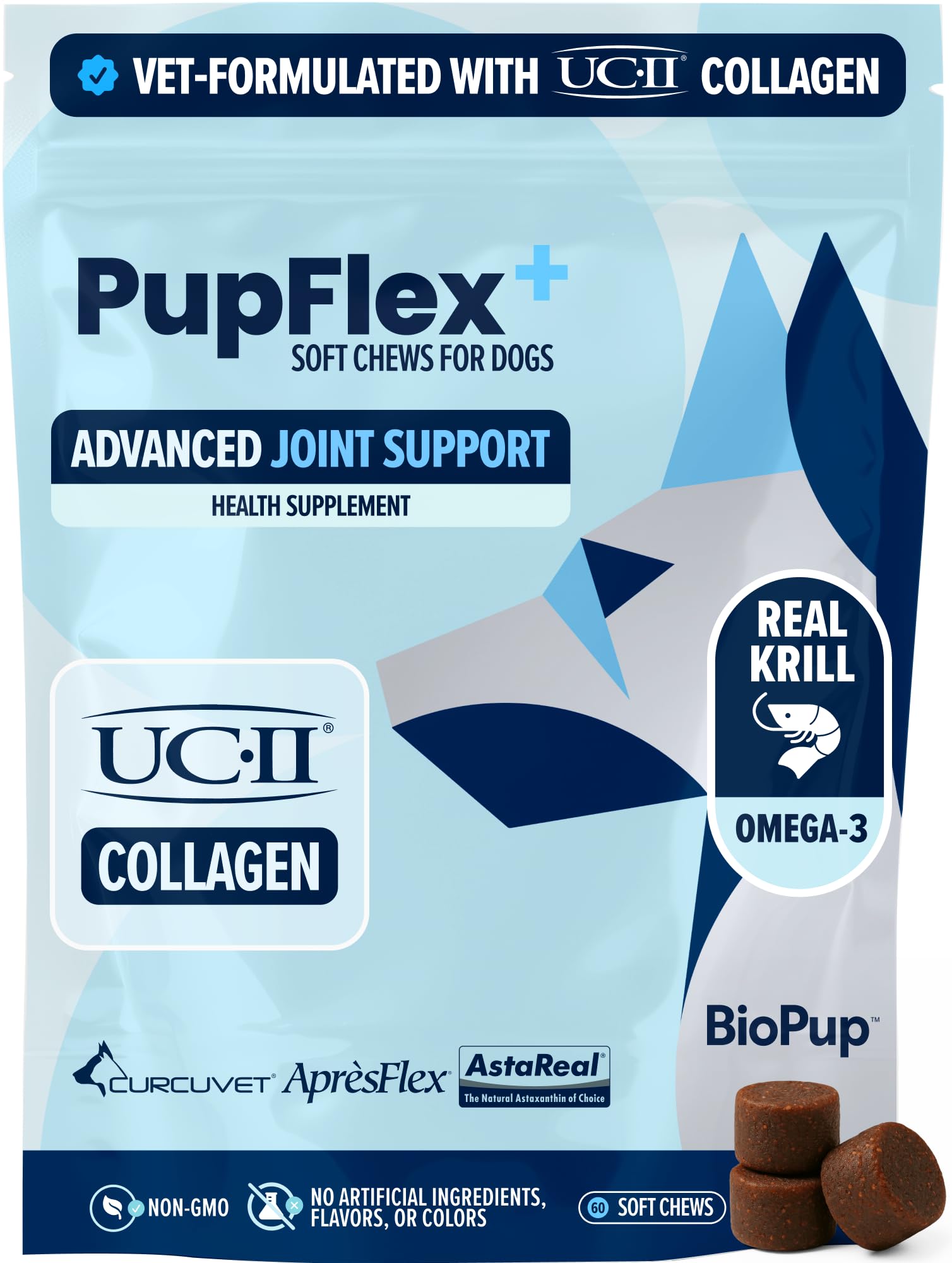 BioPup PupFlex+ paquet de friandises molles soutenant la mobilité.