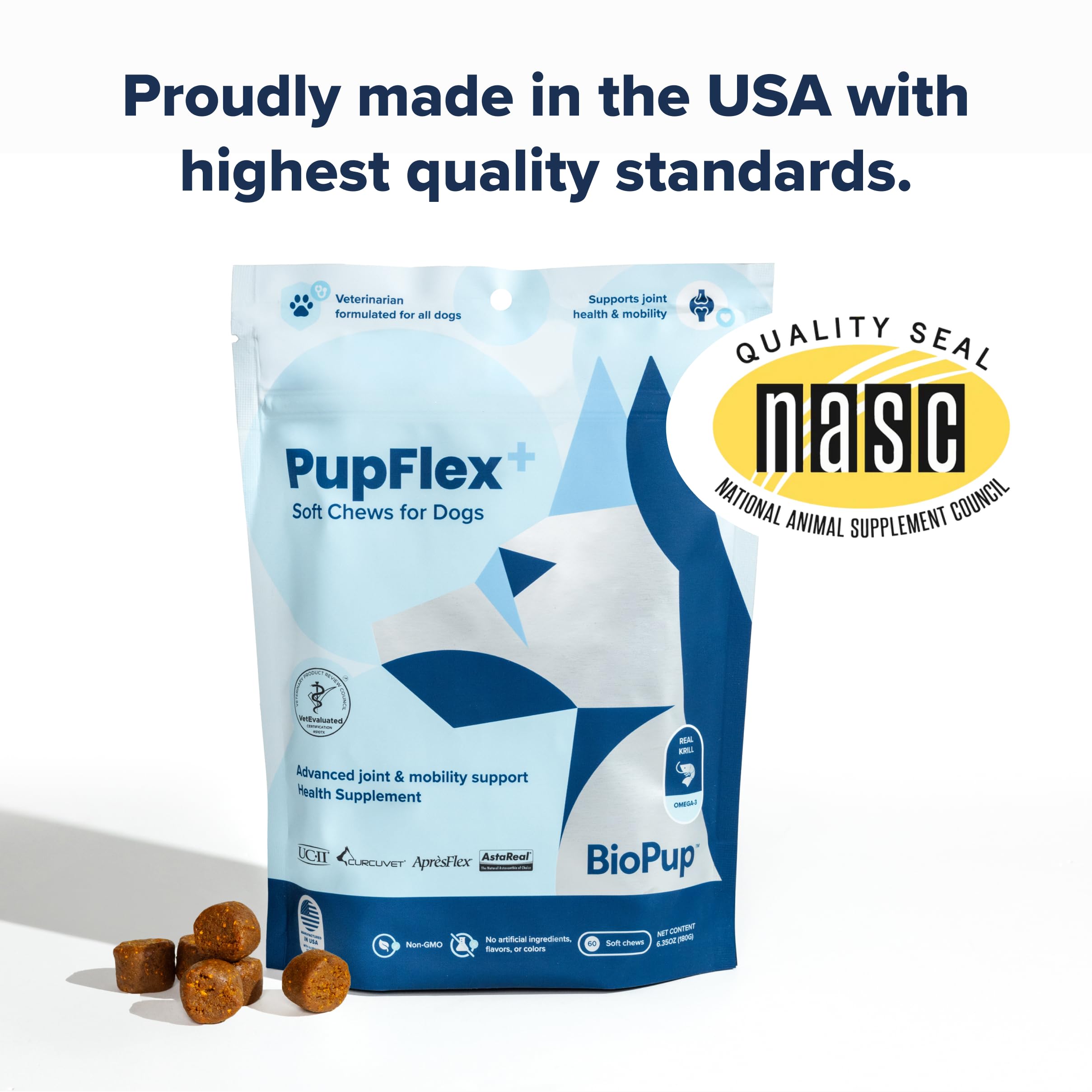 BioPup PupFlex+ friandises appétentes adaptées aux chiens actifs.