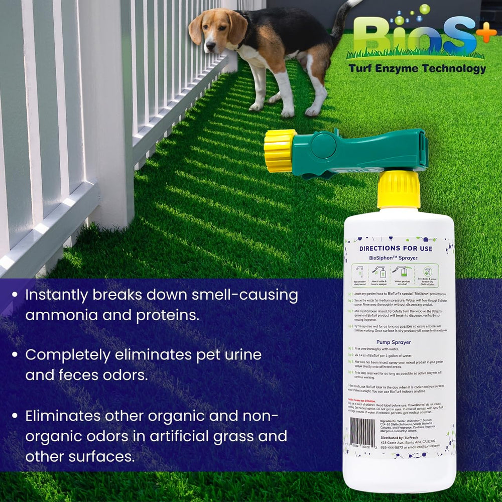 BioTurf BioS+ nettoyant efficace sur gazon artificiel et pelouse naturelle.