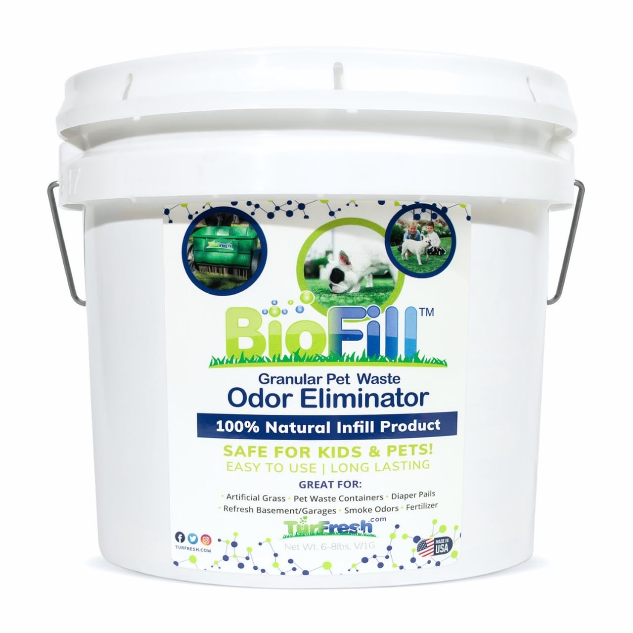 BioTurf granulés d'infill pour pelouse artificielle absorbant les odeurs.