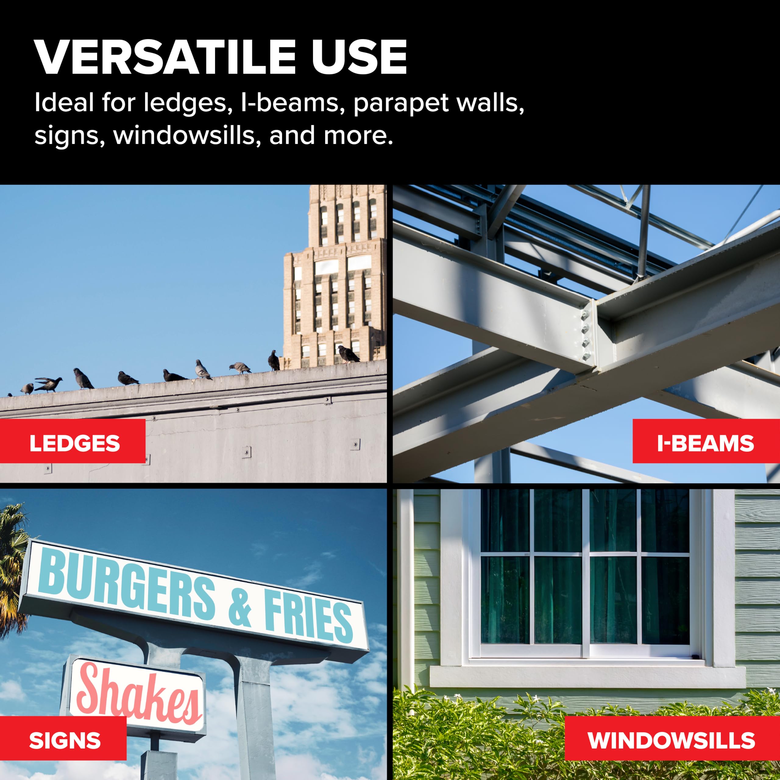 Bird B Gone efficace sur rebords et tuyaux: adapté aux enseignes extérieures
