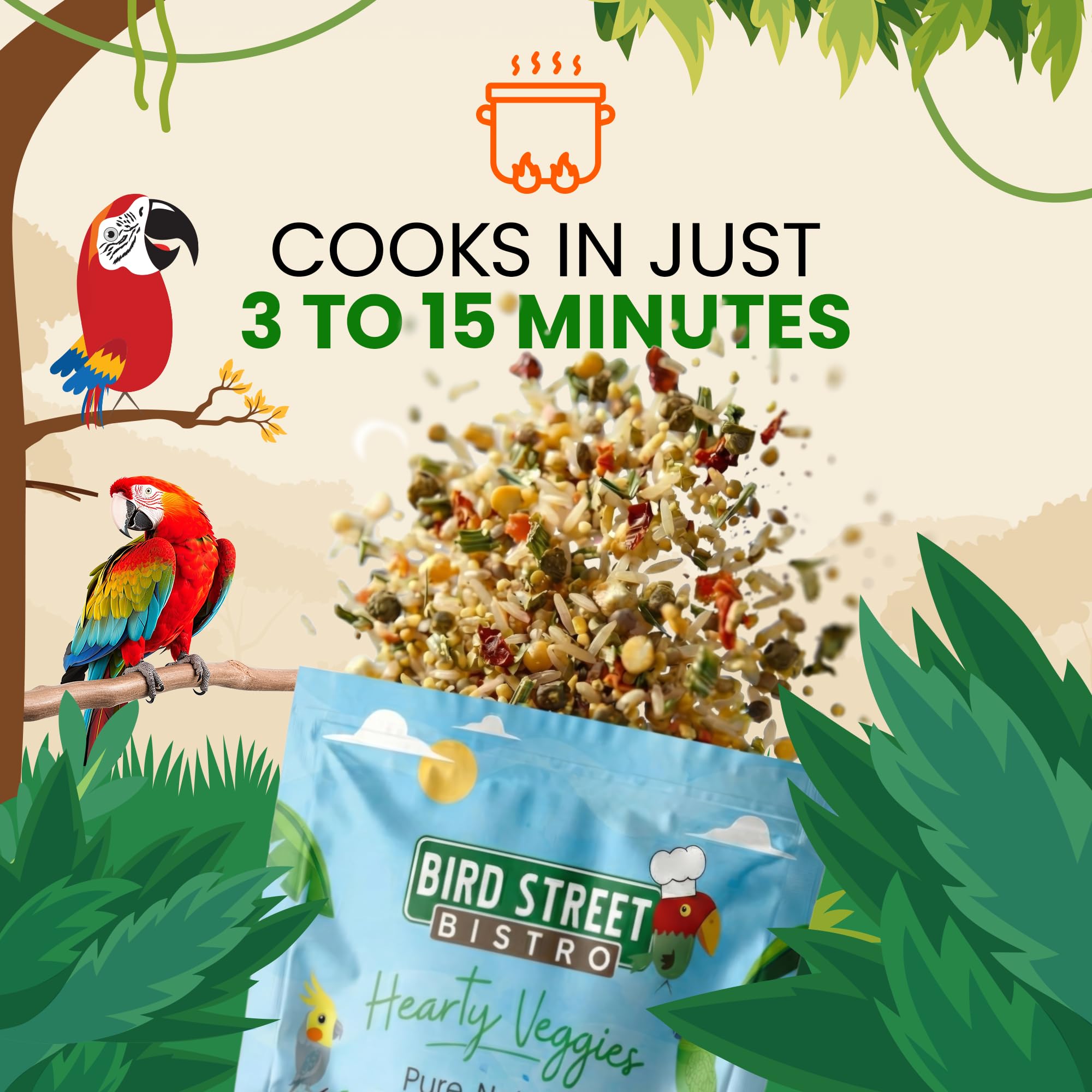 Bird Street Bistro: bol prêt à servir, alimentaire attractif pour oiseaux domestiques.