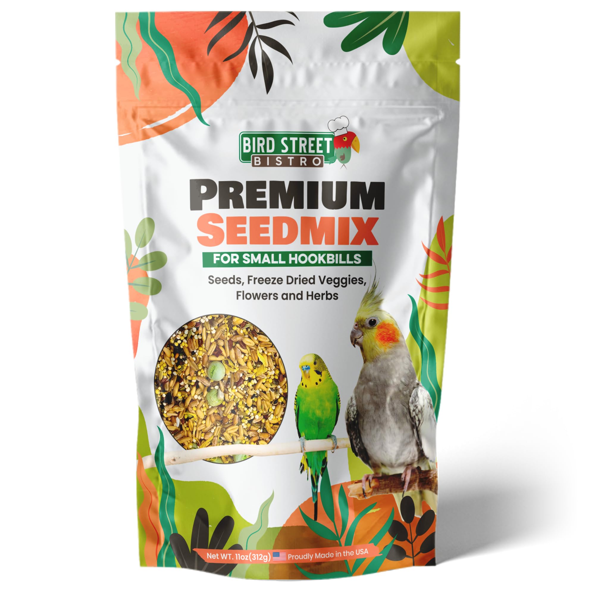 Bird Street Bistro – Mélange-grains-entier, enrichment pour perroquets et conures.