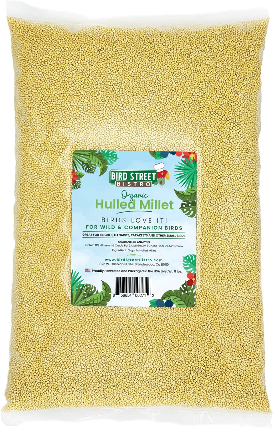 Bird Street Bistro millet écalé — sac pratique pour nourrir les oiseaux sauvages, sans additifs