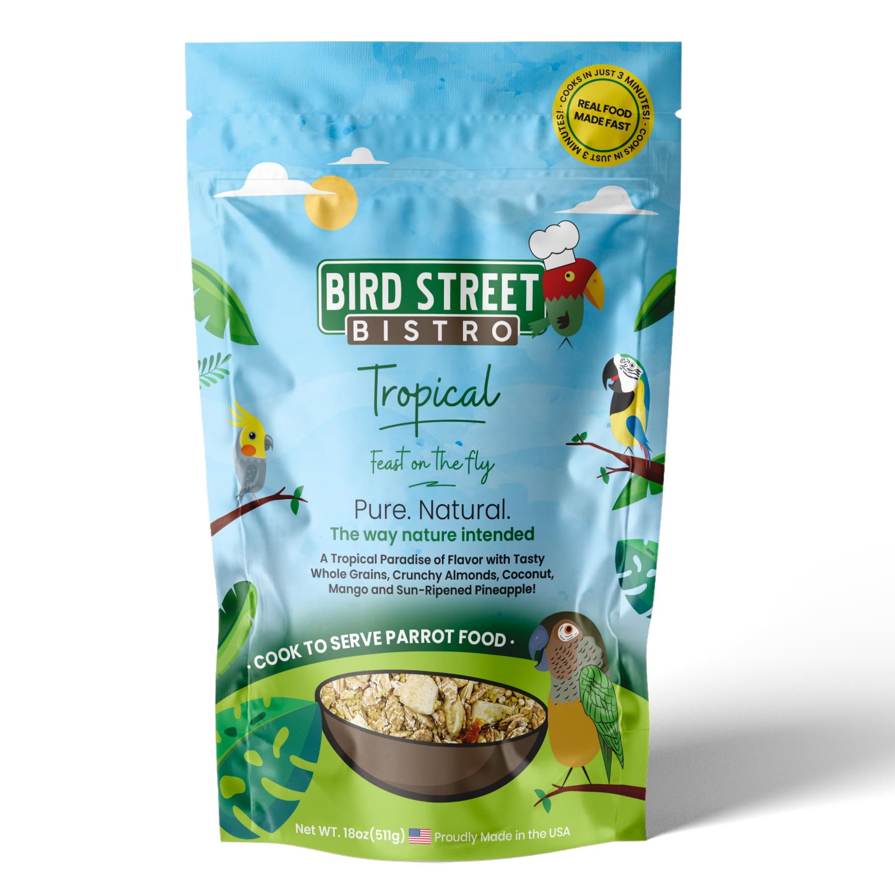Bird Street Bistro nourriture tropicale 18 oz, équilibre pour perroquets.