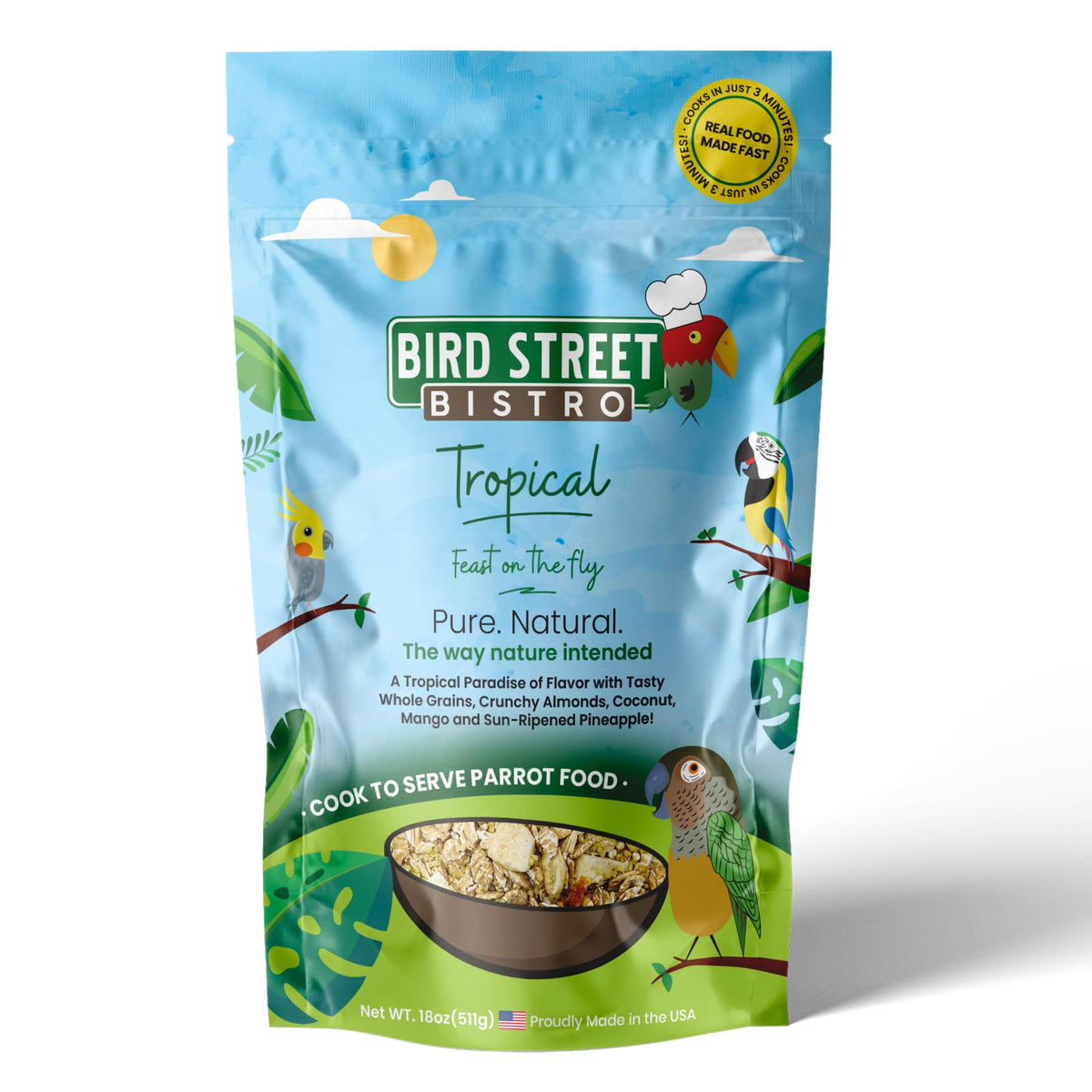 Bird Street Bistro nourriture tropicale 18 oz, équilibre pour perroquets.
