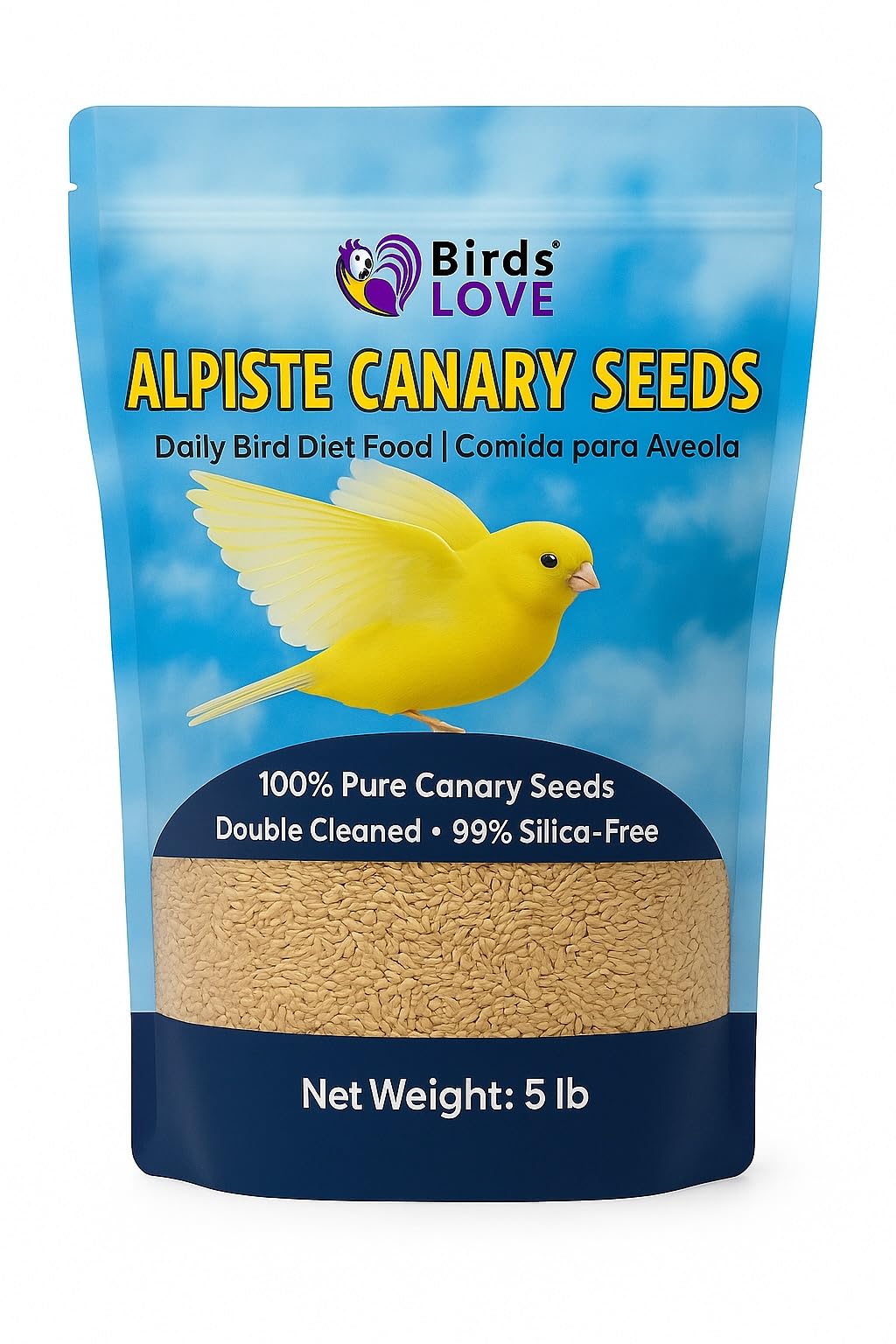 Birds LOVE Alpiste Canari sac fermé, pratique pour conserver la fraîcheur et l'hygiène.
