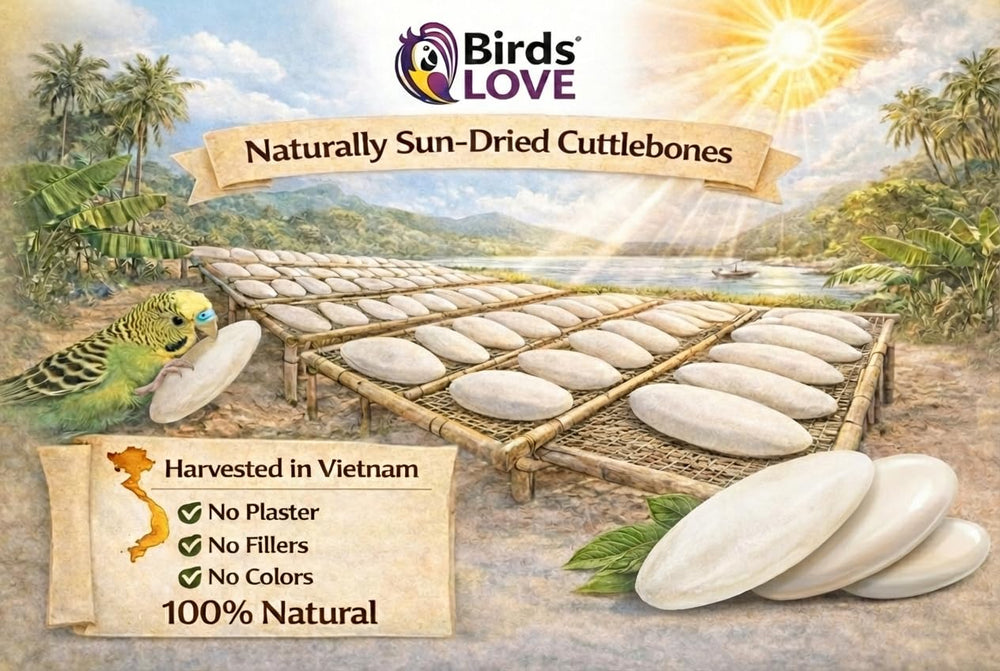 Birds LOVE calcium naturel pour oiseaux via l os de seiche.