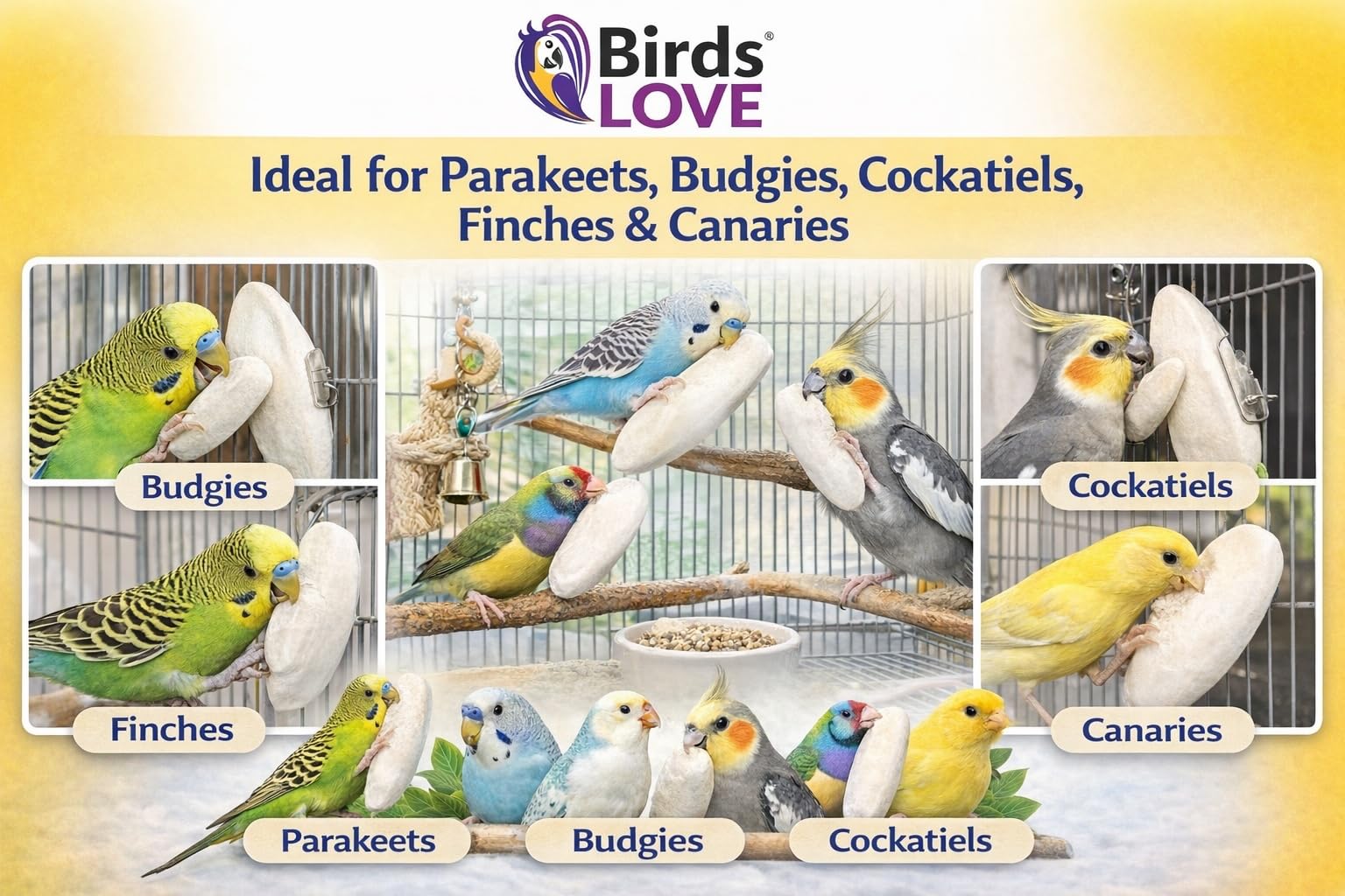 Birds LOVE Cuttlebone emballage anti-bris, livraison plus sûre.