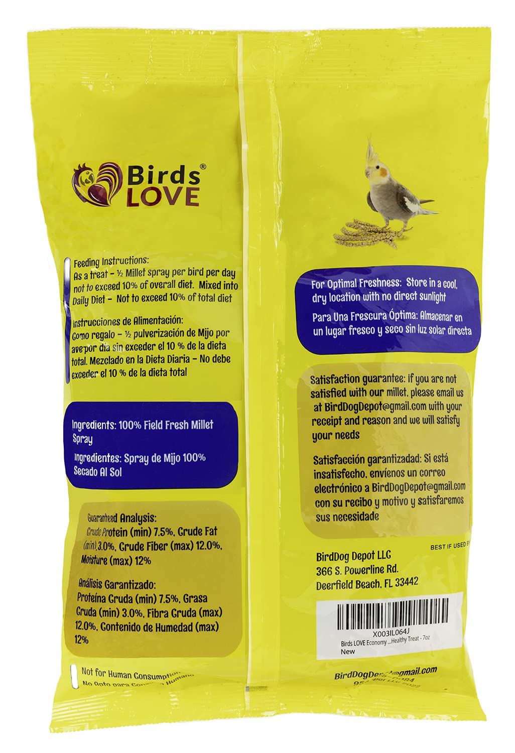Birds LOVE Millet sans tiges – spray entièrement comestible pour oiseaux