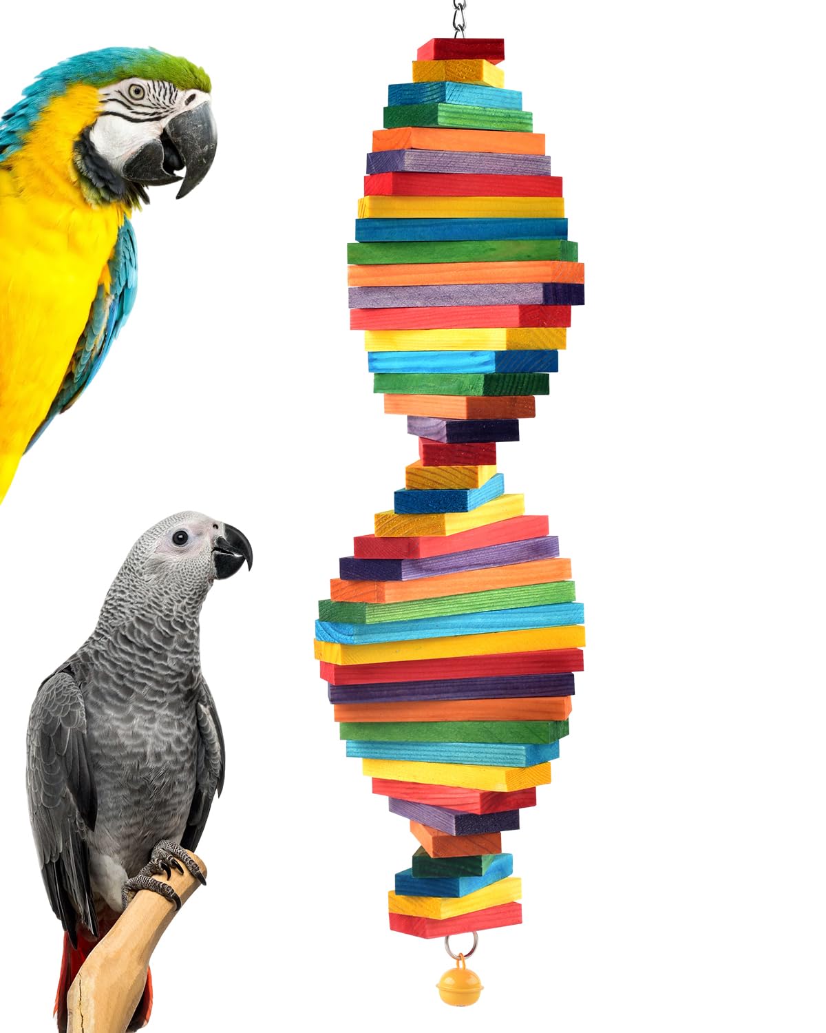 Jouet Bissap bagel cascade pour oiseaux, stimulation visuelle et mordillage sûr.