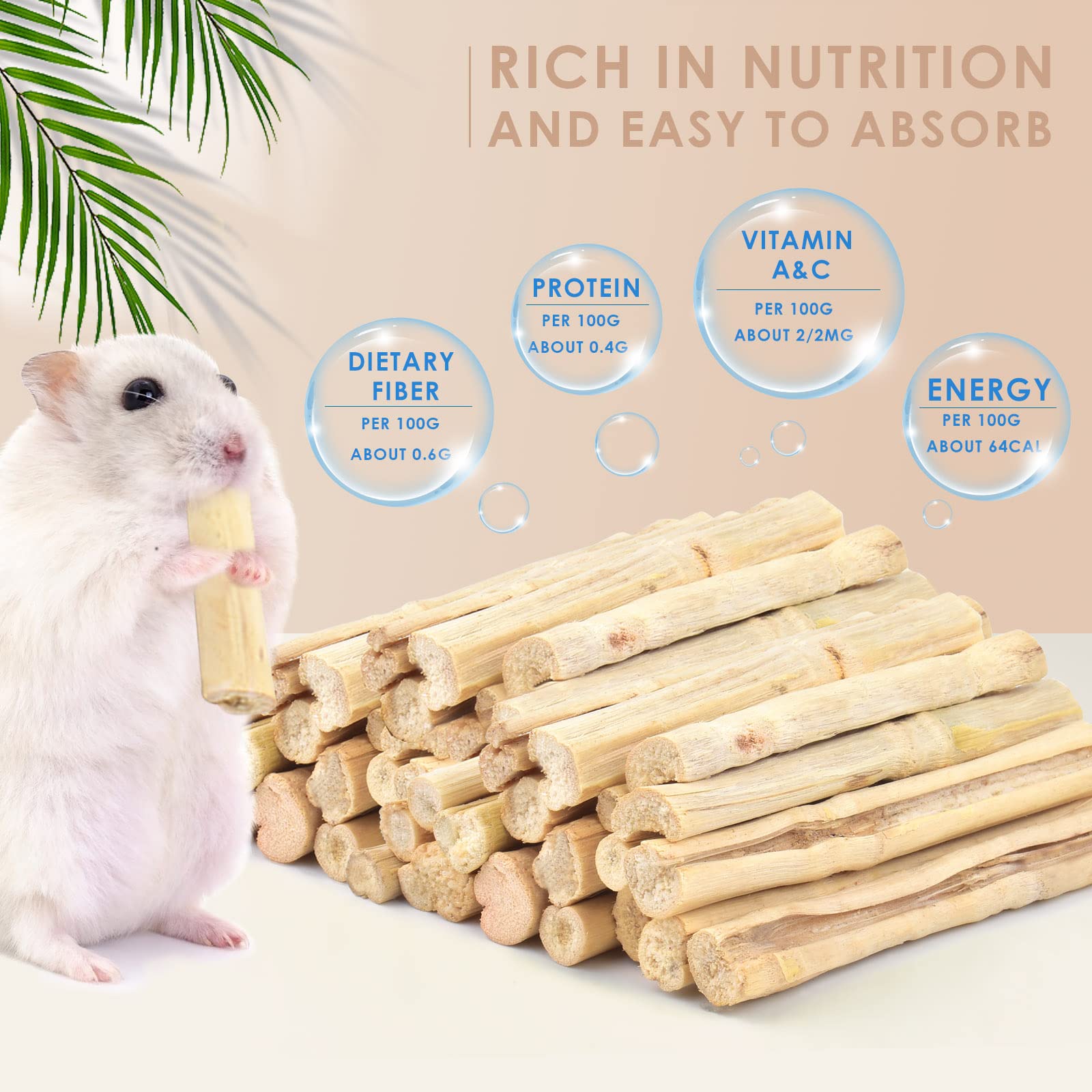 Bambou naturel Bissap riche en fibres et vitamines pour petits rongeurs.