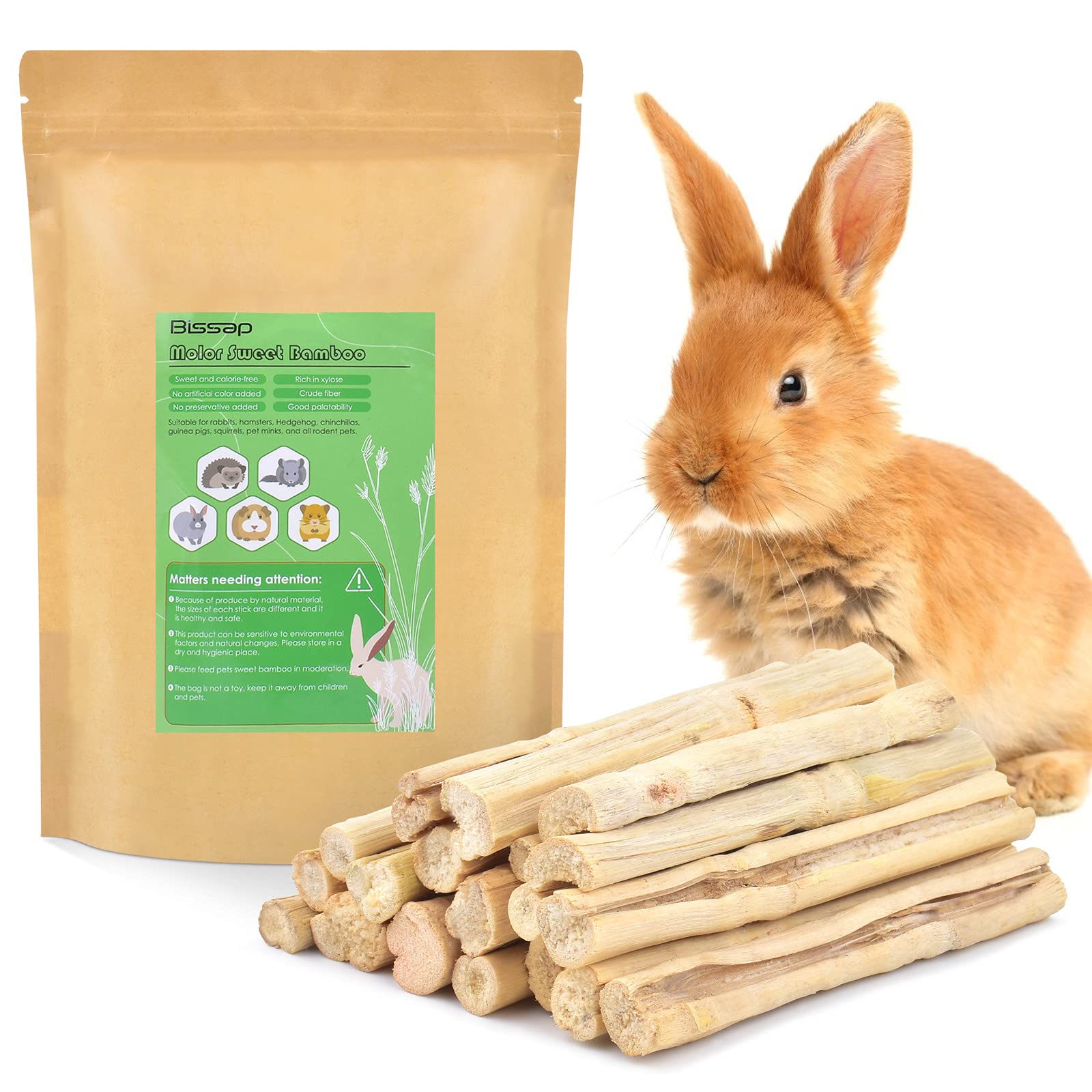 Bissap bâtonnet bambou doux pour lapins, stimule le grignotage naturel.