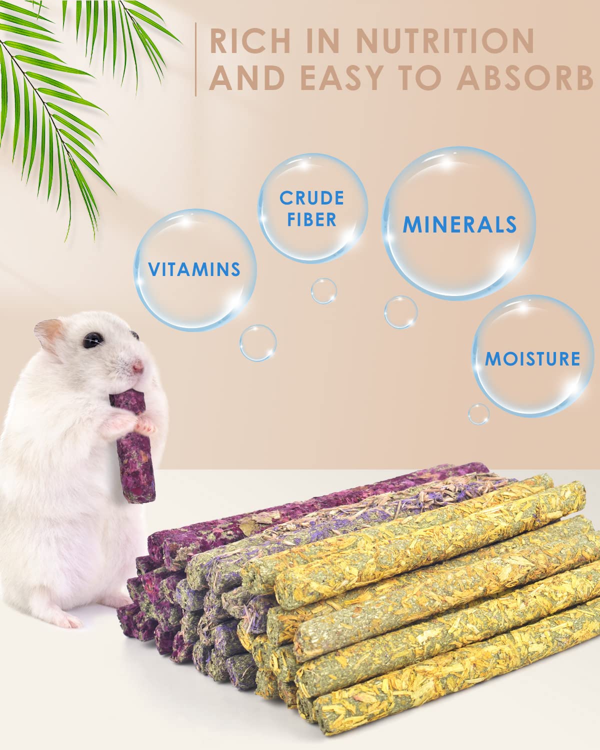 Bissap bâtonnets myosotis pour petits animaux, stimule l’activité et l’appétit.