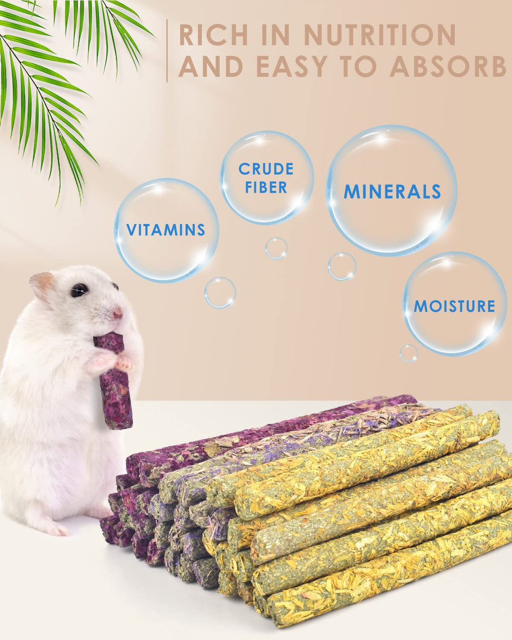 Bissap bâtonnets myosotis pour petits animaux, stimule l’activité et l’appétit.