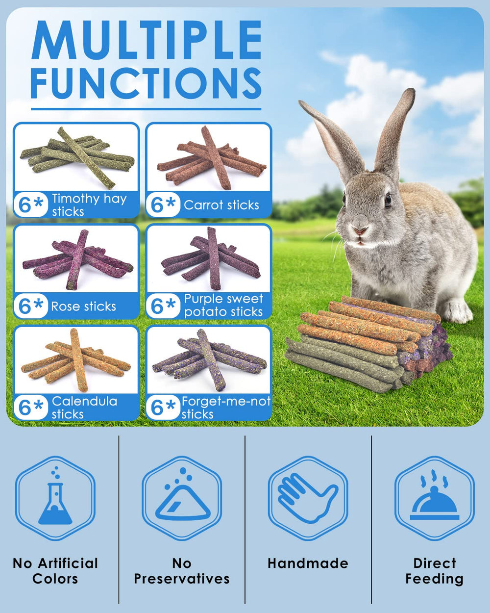 Bissap batonnet carotte, stimule le jeu et la mastication chez le petit animal.