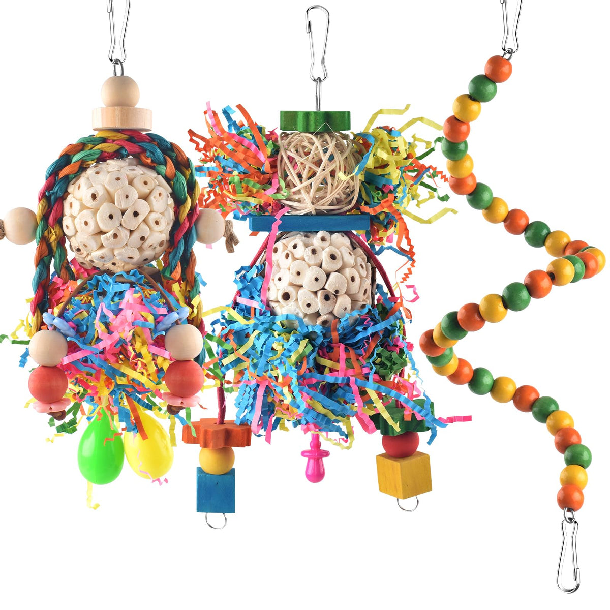 Jouet Bissap conure: boules Sola pour forage, stimulation et divertissement.