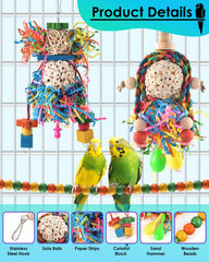 Jouet Bissap conure: marteau de sable, stimulation sensorielle et sonorité douce.