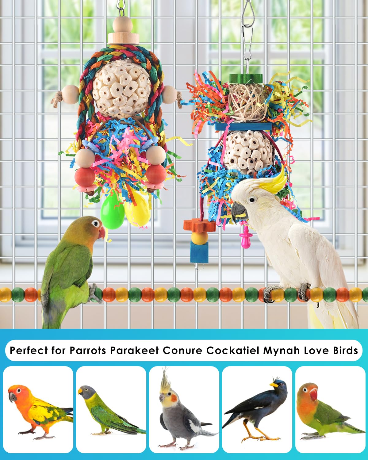 Jouet Bissap conure: papier non toxique sans colle, sécurité lors du jeu.