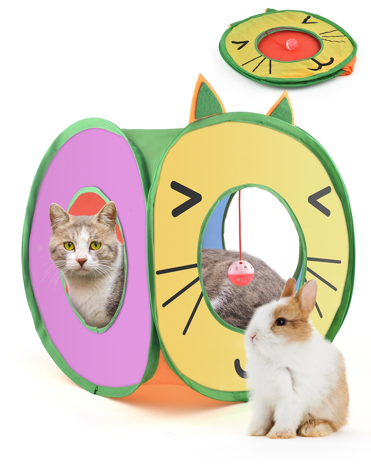Cube Pop Up Bissap avec trois ouvertures pour chats, exploration facile.