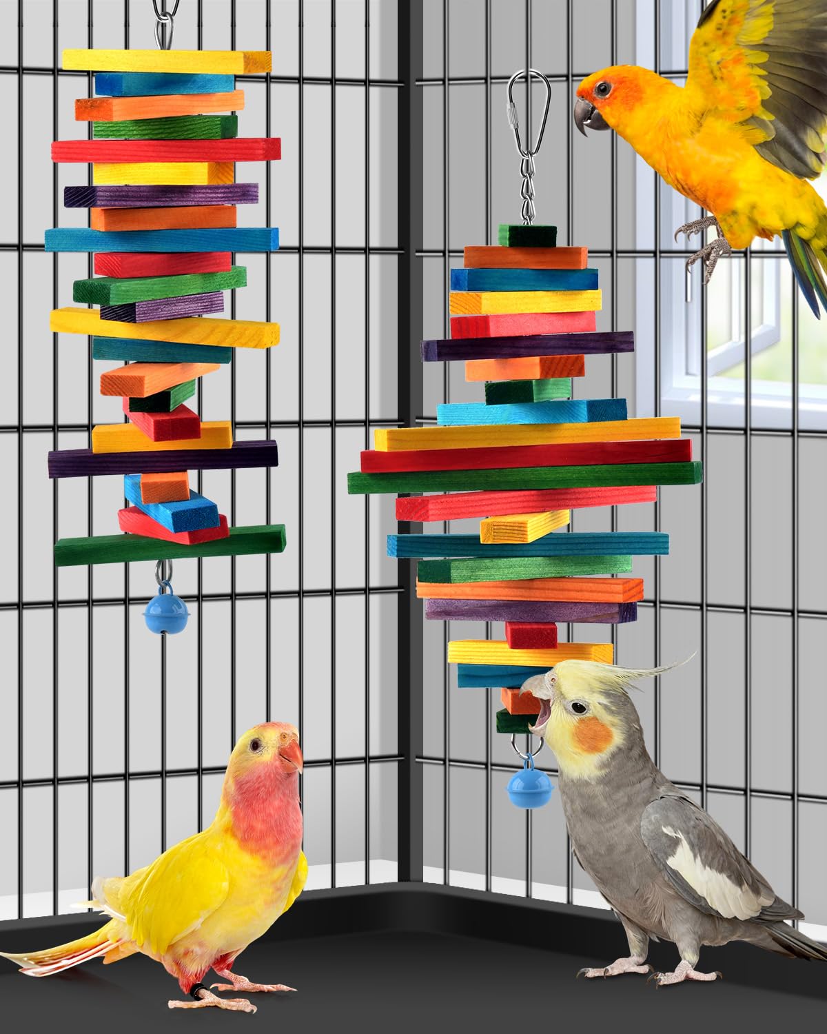 Jouet Bissap pour oiseaux moyens, conçu pour l’exercice et le divertissement durable.