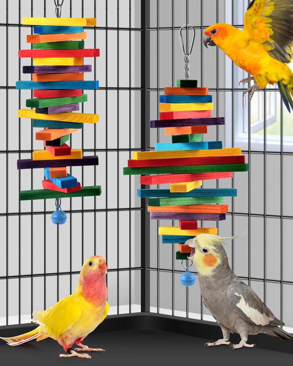 Jouet Bissap pour oiseaux moyens, conçu pour l’exercice et le divertissement durable.