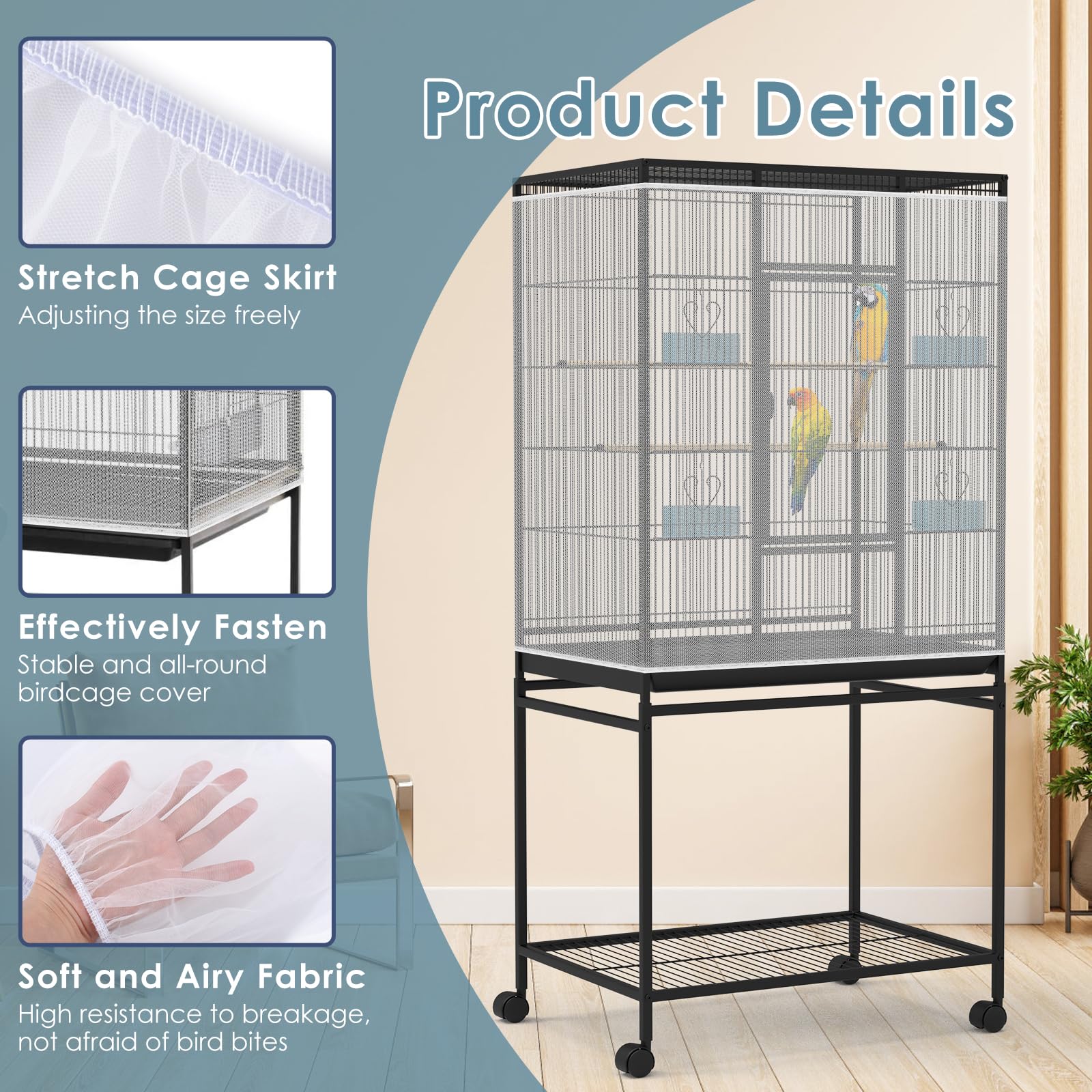 Réseau mesh Bissap pour cage oiseau, meilleure circulation.