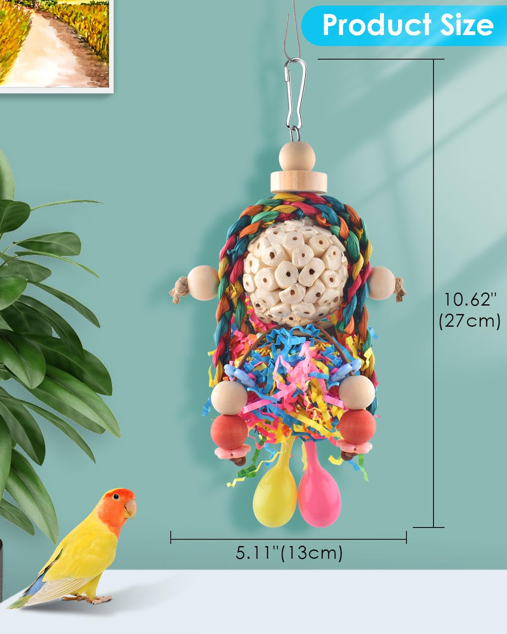 Jouet Bissap Conure foraging en papier coloré pour le grignotage sécurisé.