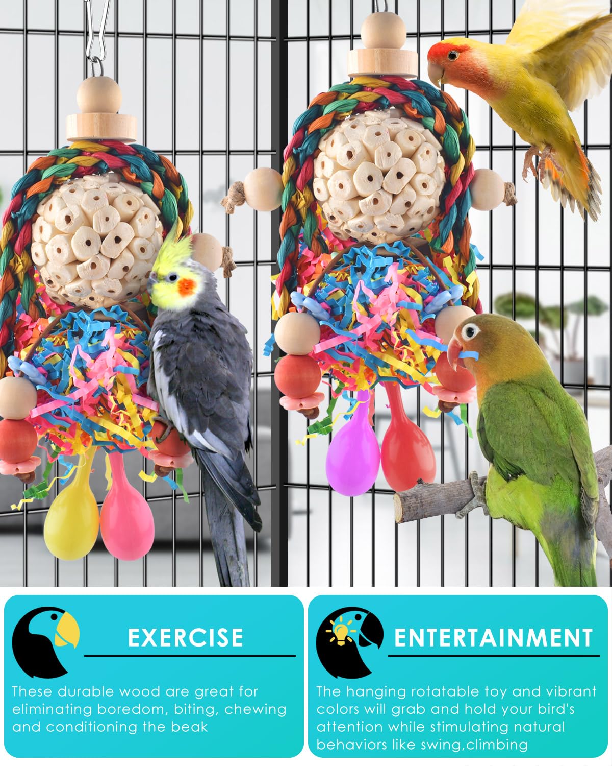 Jouet Bissap Conure papier décoratif coloré favorisant l’exploration.