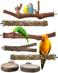 Bissap perchoir ensemble 7 pièces en bois naturel, exercice des pattes.