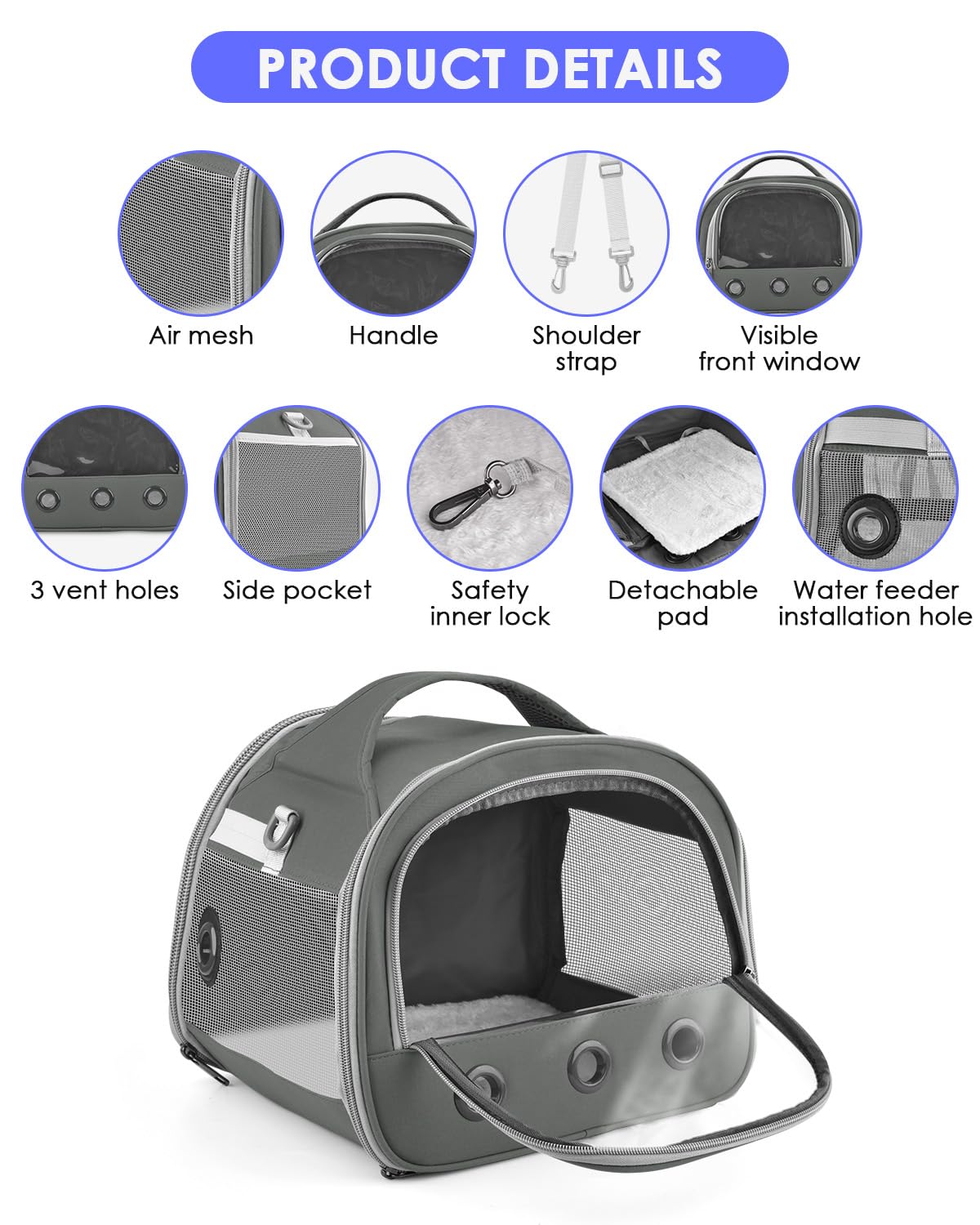 Bissap sac transport montre ventilation latérale pour un air frais