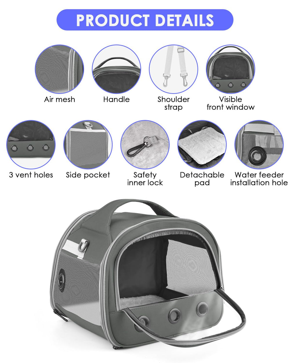 Bissap sac transport montre ventilation latérale pour un air frais