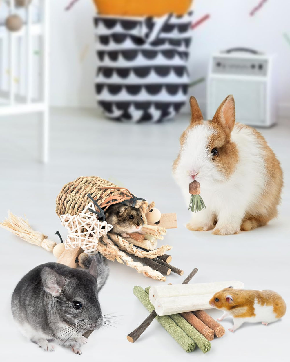 Tranches de pomme et carotte Bissap, enrichissement naturel pour petits animaux