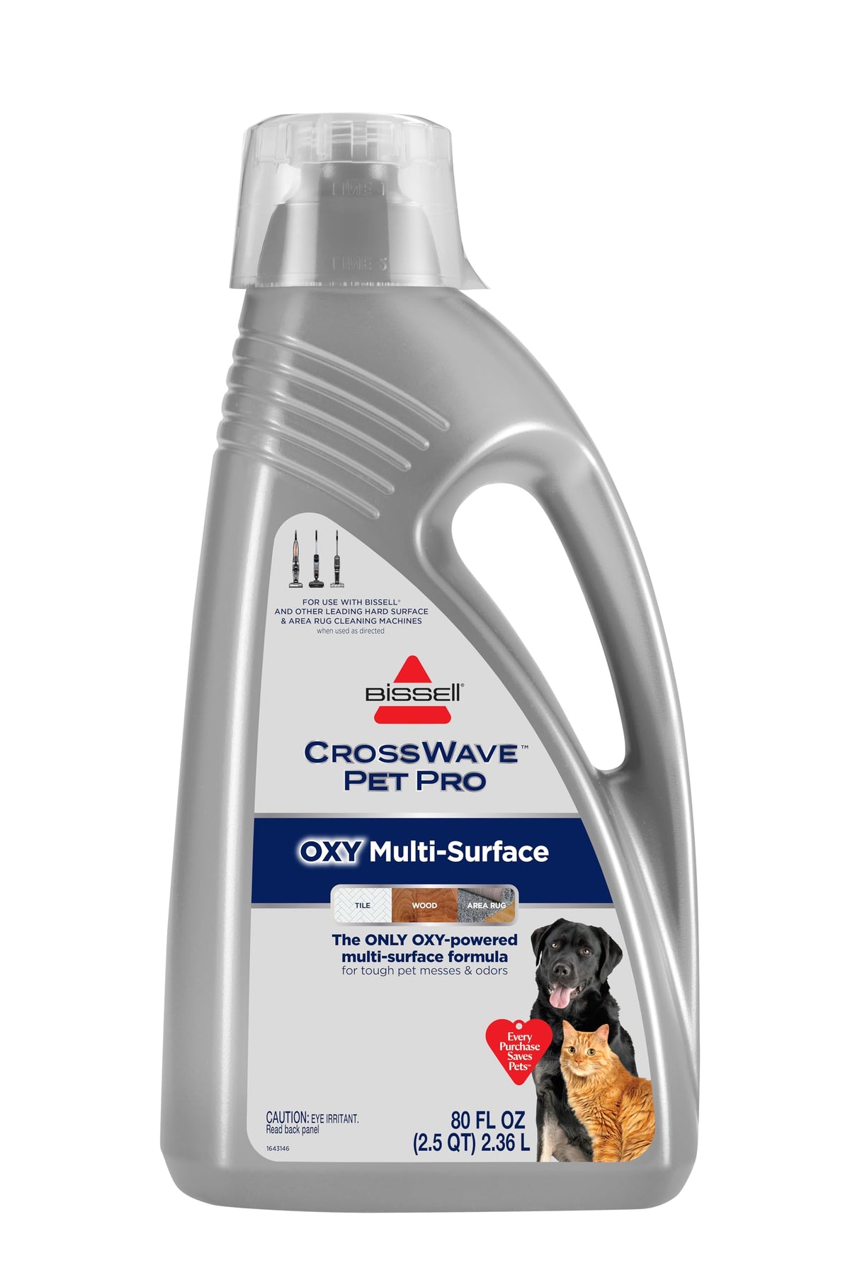 Bissell CrossWave PET PRO OXY – bouteille 80 oz prête pour nettoyer sols et tapis.
