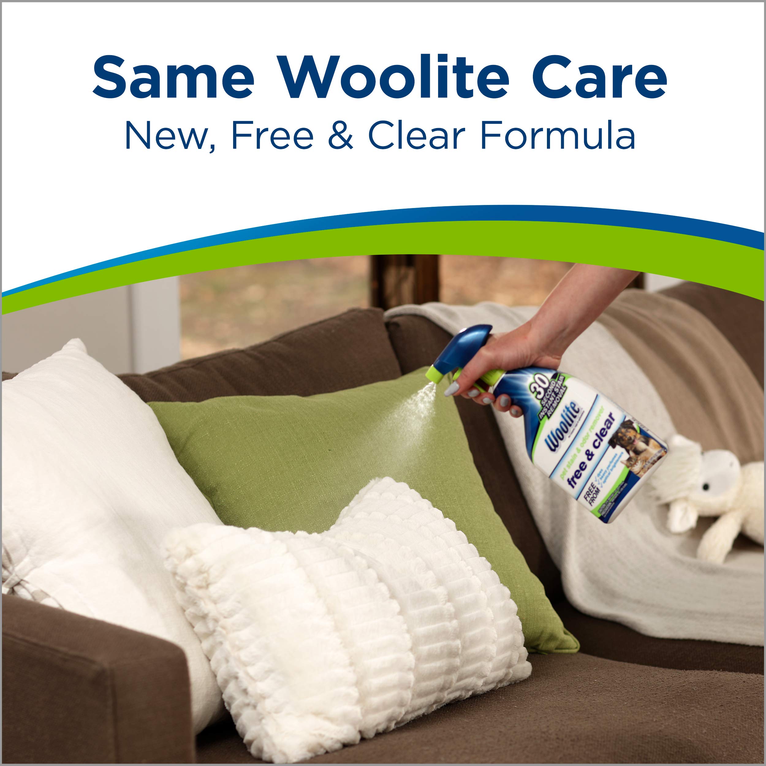 Utilisation sans javel avec Woolite Free & Clear, douceur pour tissus.