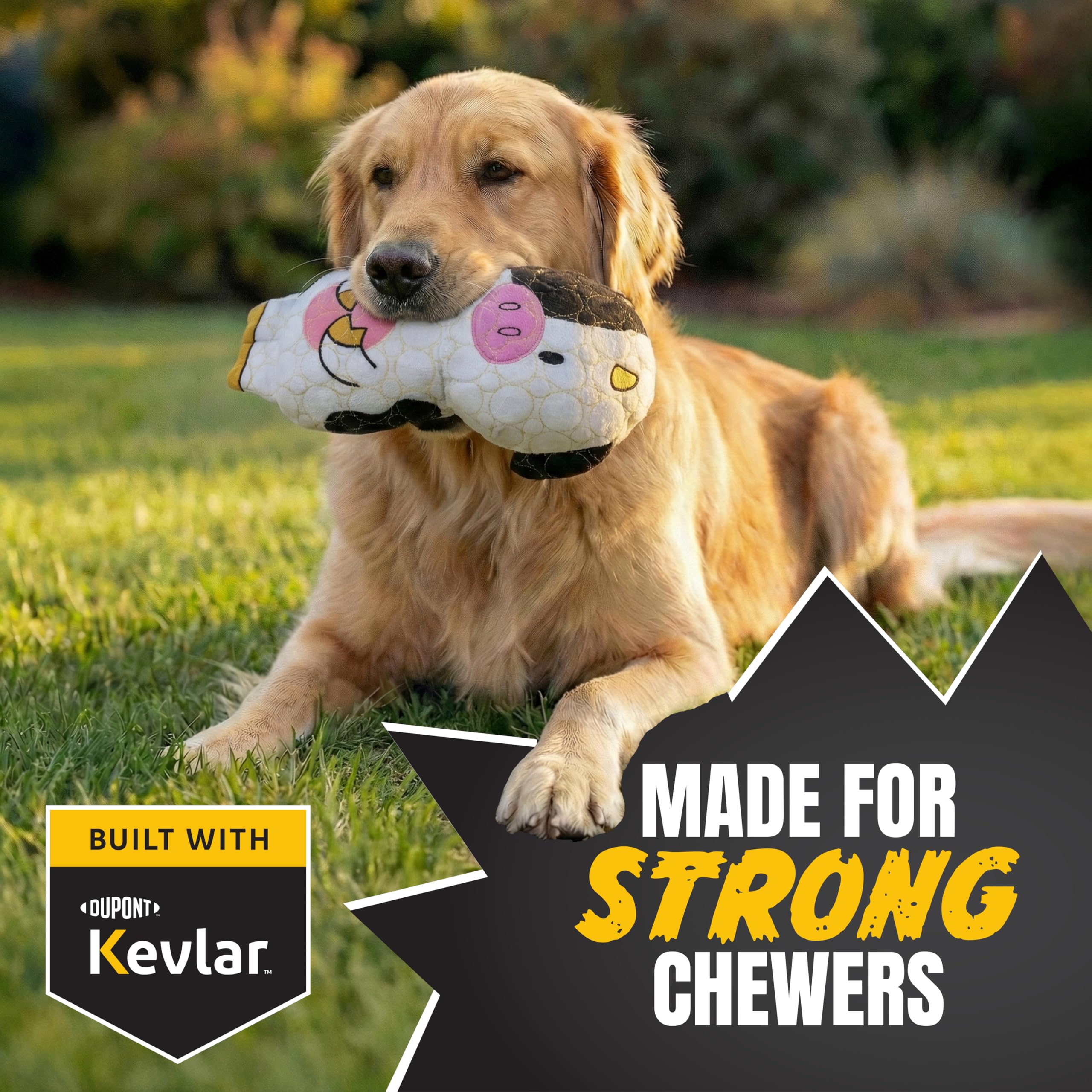 Détail des coutures renforcées et Kevlar sur le jouet Bite Force.