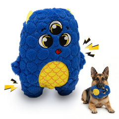 Bite Force: jouet chien bleu monstre siffant pour stimulation du jeu.