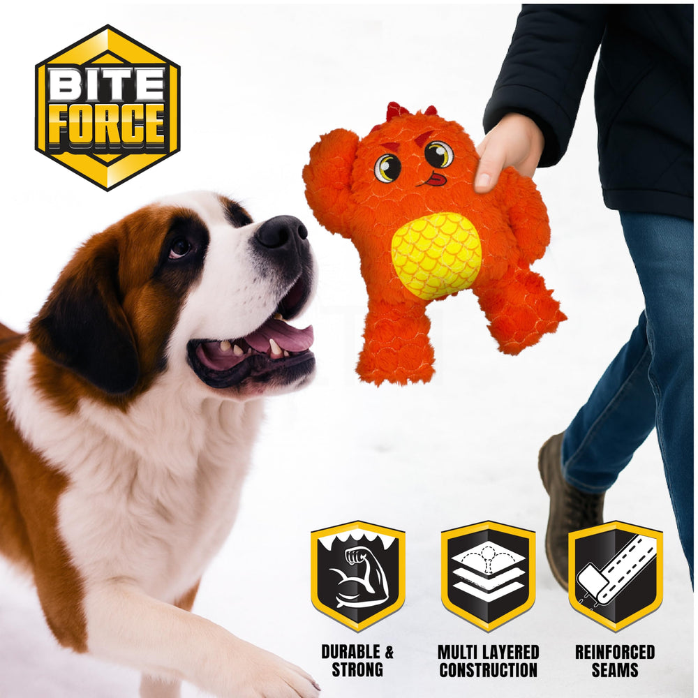 Jouet Bite Force grande taille, peluche orange parfaite pour jeux actifs et câlins.