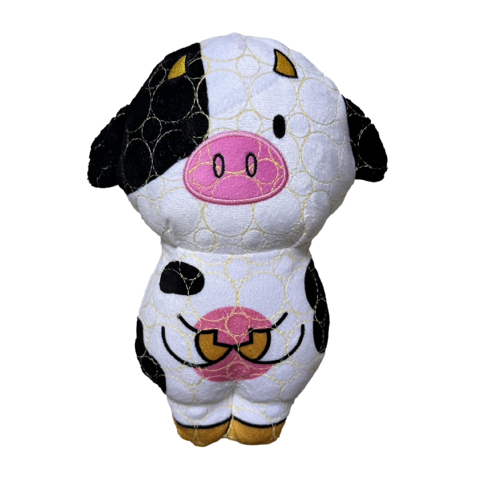 Jouet Bite Force en forme de vache, sifflet, blanc et rose, pour chiens actifs.