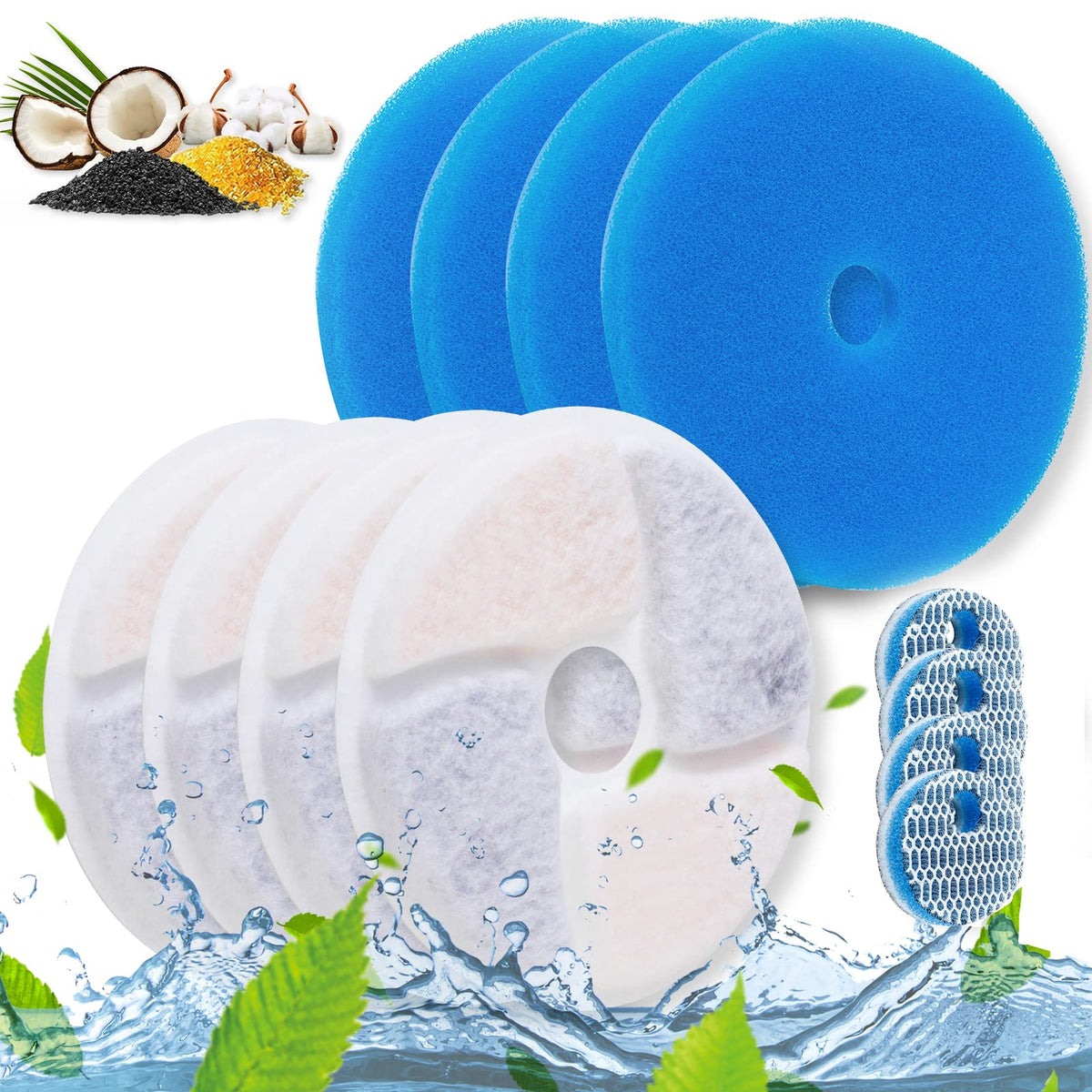 Biubiucat filtre pour fontaine chat, cercle actif, filtration efficace