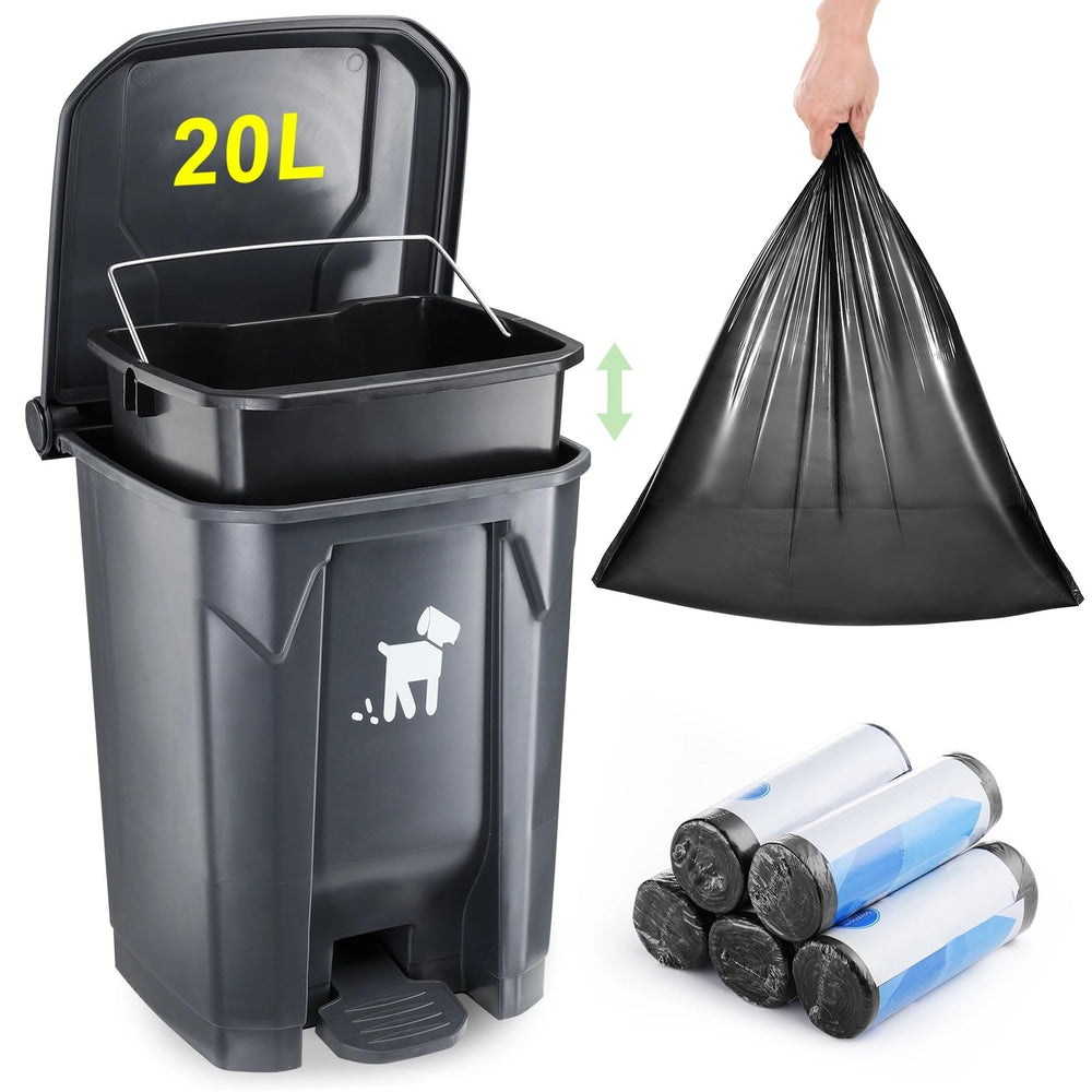 Biubiucat poubelle excréments chien 20 litres, pratique en extérieur