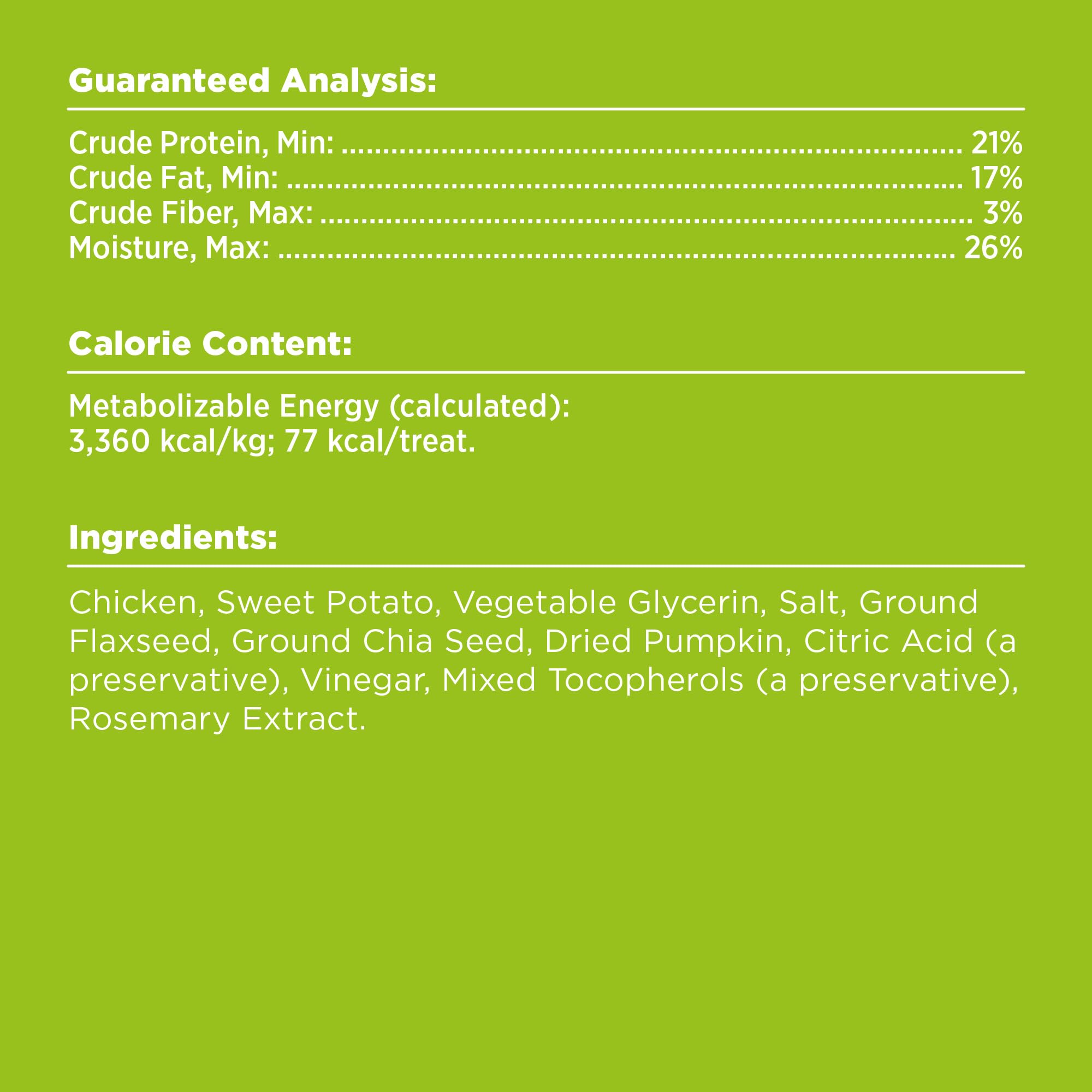 BIXBI ingrédients naturels poulet, sans additifs artificiels.