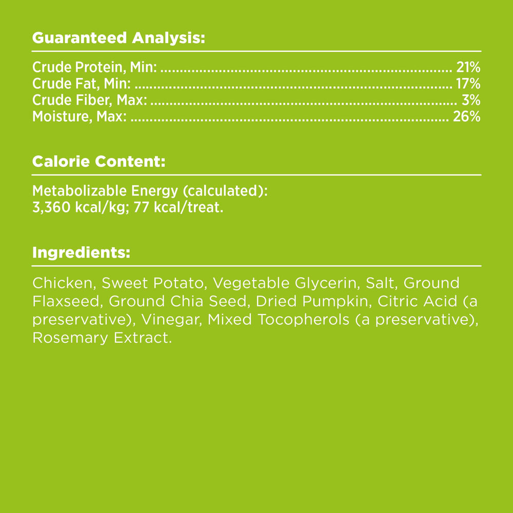 BIXBI ingrédients naturels poulet, sans additifs artificiels.