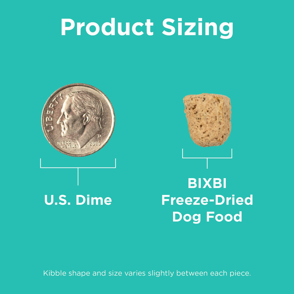 BIXBI Liberty Canard Lyophilisé – garniture protéique sur croquettes, sans antibiotiques ni additifs.