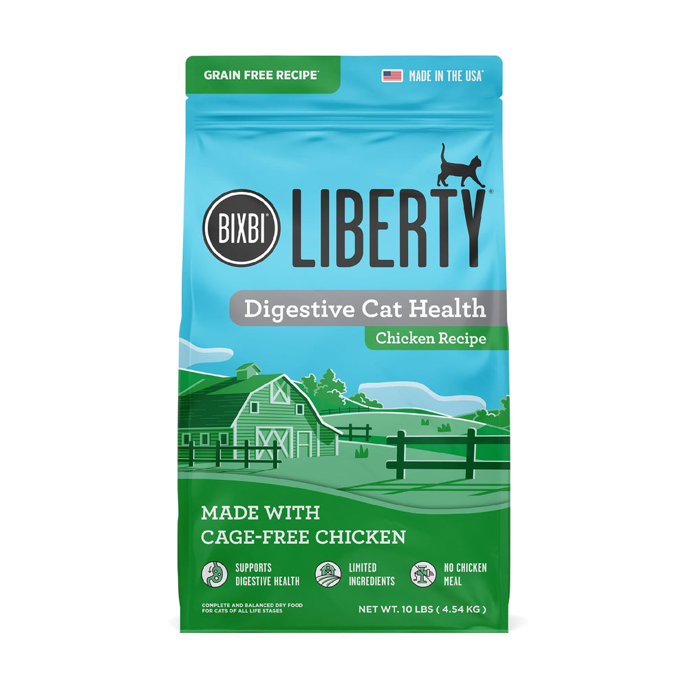 BIXBI Liberty croquettes chat poulet plein air, soutien digestif délicat.
