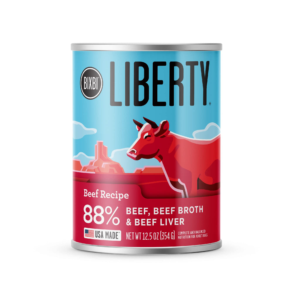 BIXBI Liberty Conserve Boeuf, repas appétissant sans céréales pour chiens actifs.