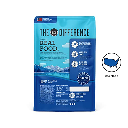 BIXBI Liberty Grains: dinde, caille et canard pour digestion facile.