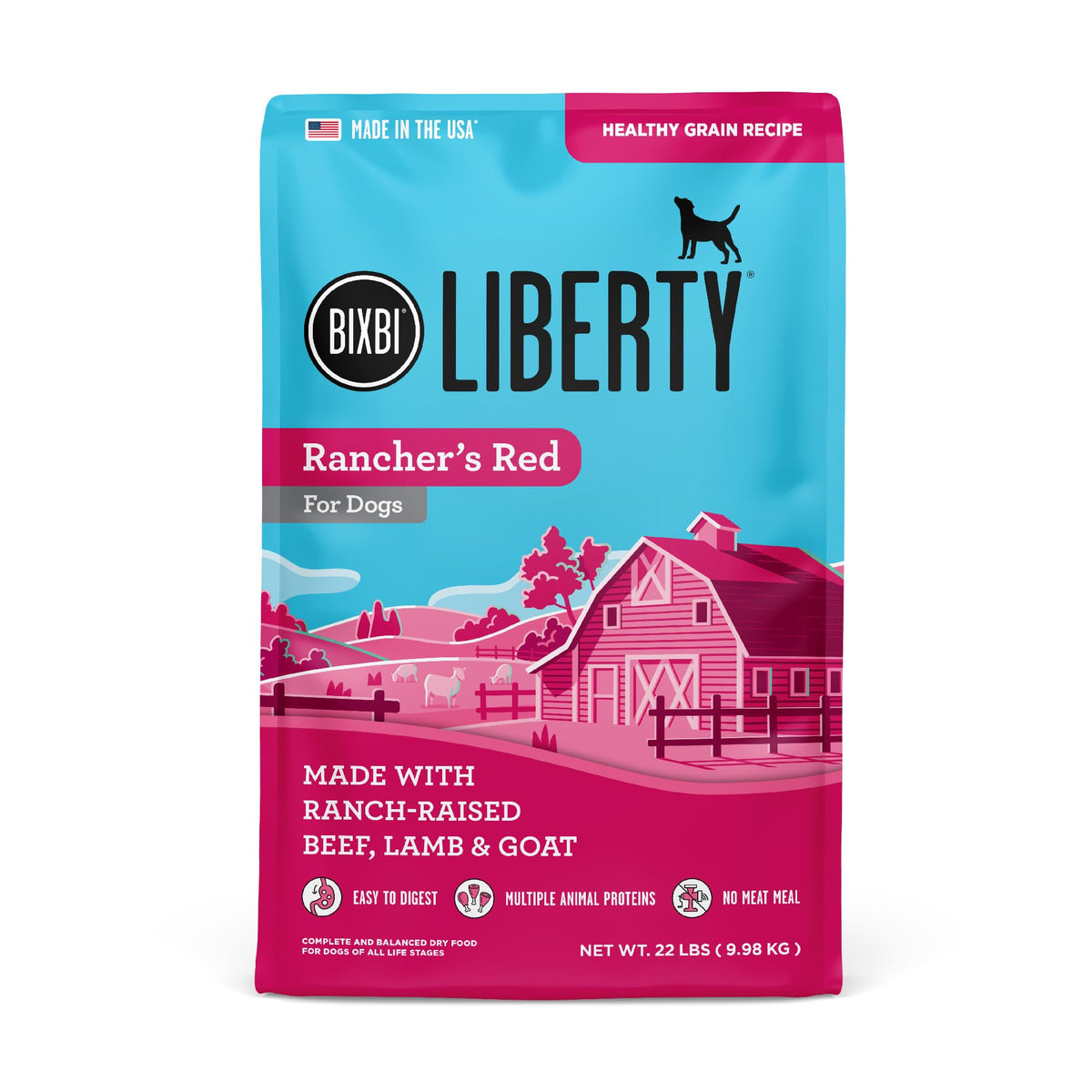 BIXBI Liberty Ancient Grains, sac de croquettes pour une alimentation savoureuse et digestible.