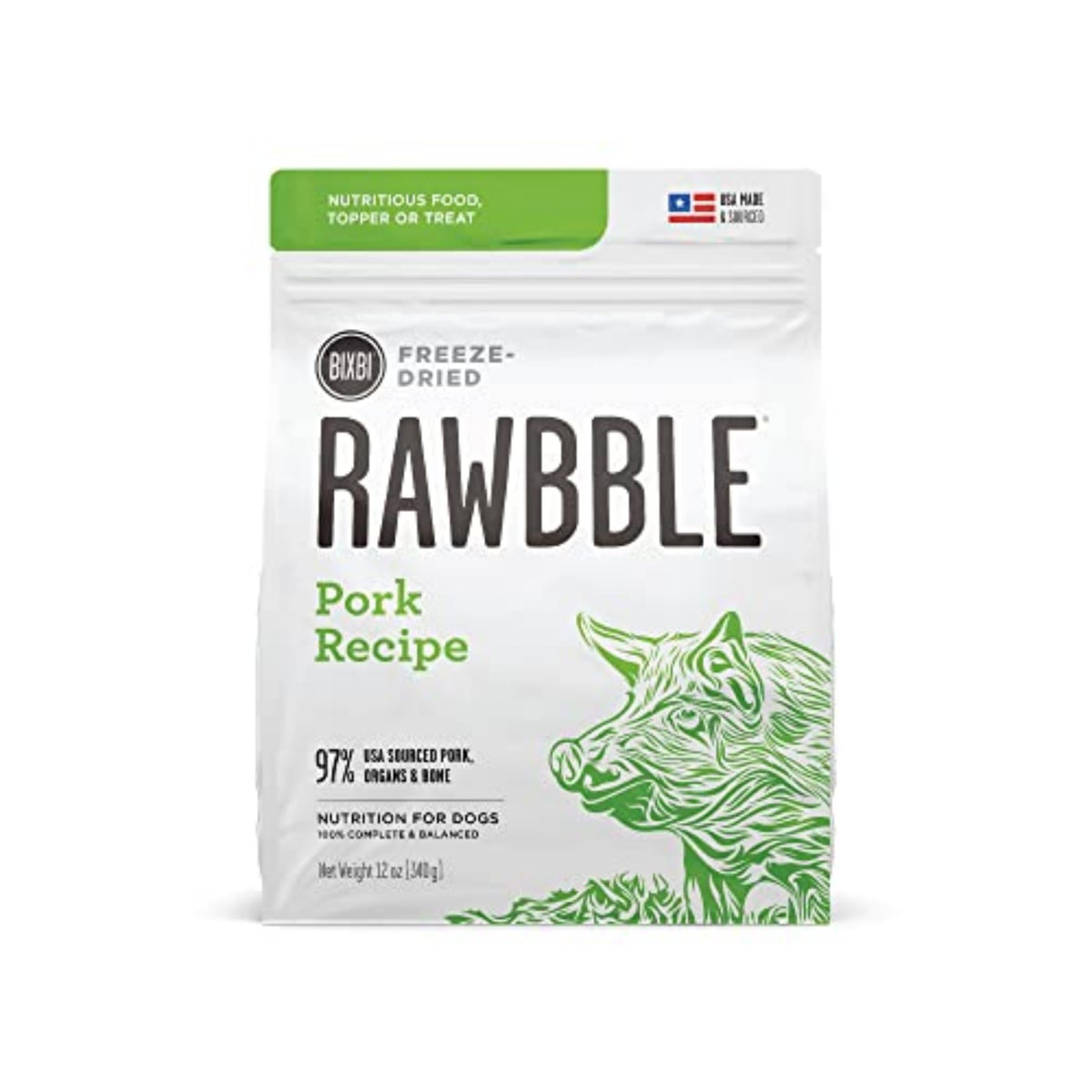 BIXBI Liberty Porc Rawbble granules : protéine élevée pour chiens actifs et en mouvement.
